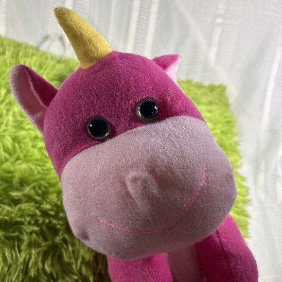 Pink 2 Tone Unicorn Plush Toy Stuffed Animal Kellytoy Sparkle Eyes 12” Sitting - Picture 6 of 6
